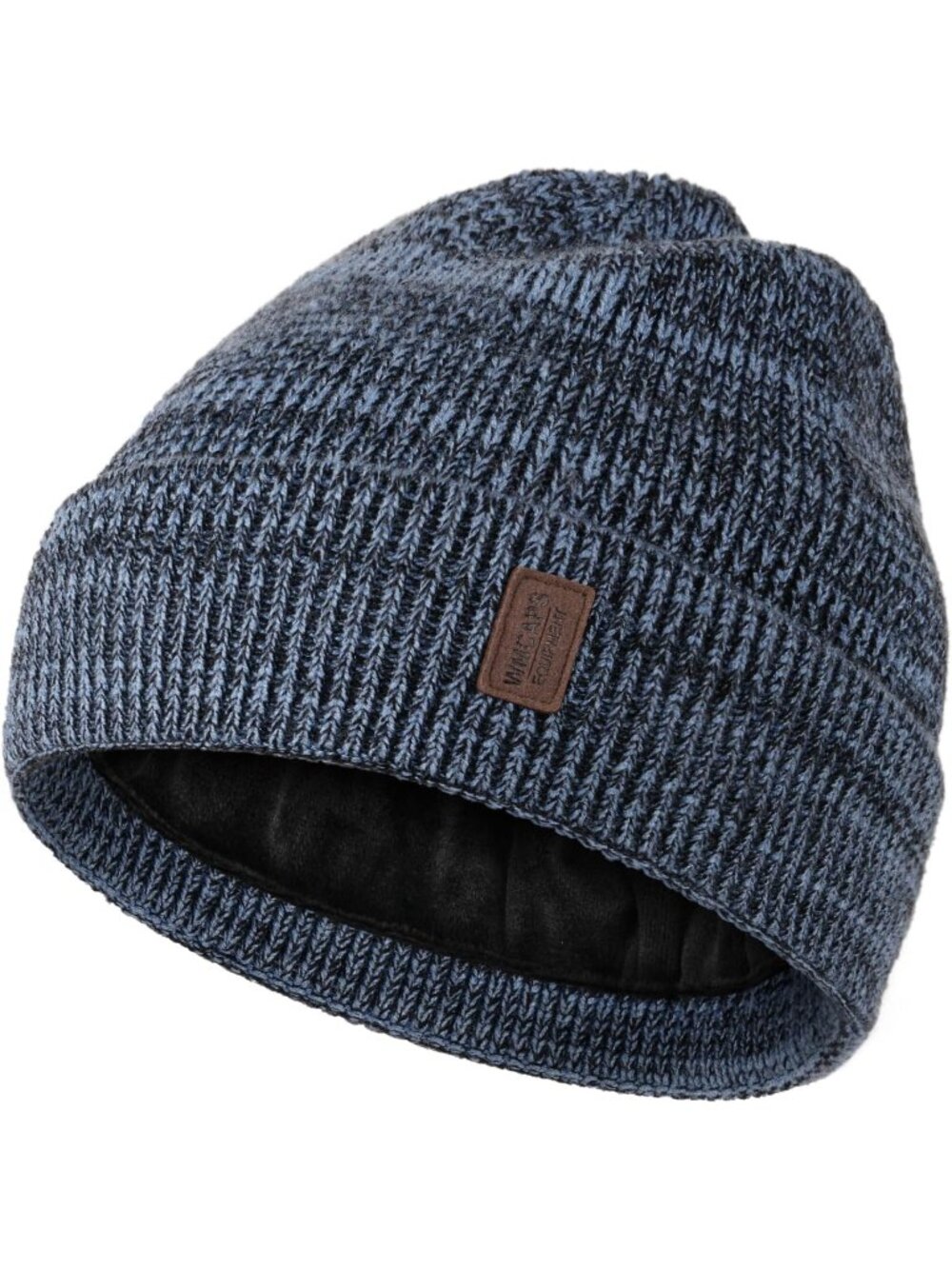 Unisex Blue Black Winter Beanie For Soft Fleece Lined Knit Ski Hat Warm Cap